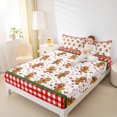 thumbnail image 4 of Homewish Xmas Gingerbread Man 4-Piece Full Size Sheets for Kids Children Teens,Geometric Plaid Stripes Bed Sheets,Merry Christmas Lightweight Sheet Sets,Lightweight Room Decor, 4 of 7