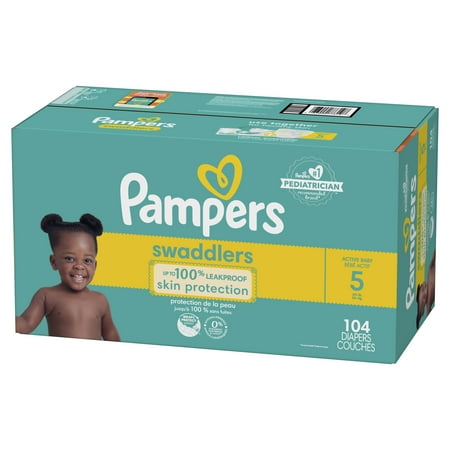 Pampers Swaddlers Soft and Absorbent Diapers, Size 5, 104 Count