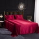 thumbnail image 5 of Piece Solid Color Satin Bed Sheet Set 1 x Fitted Sheet 198203 cm 2 Person with 35 cm Deep Pocket, 1 x Flat Sheet and 2 x Pillowcases, Burgundy Red, 5 of 5