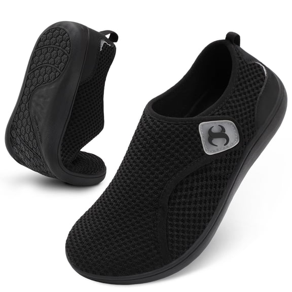 Barerun Men Shoes Diabetic Friendly Flats,Wide,Adjustable,Square Toe,Size 12