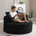 thumbnail image 5 of Miniyam 54" Lounge Chair for Living Room, Round Corduroy Chair, Includes Back Pillows, High Comfort for Reading & Relaxing(Black), 5 of 10