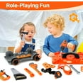 thumbnail image 7 of Kids Tool Bench-Zealous 79pcs Transformable Set, Toddler Workbench Toy with Electric Drill, Pretend Construction Playset for Boys Girls Age 3+, Orange & Black, 7 of 7