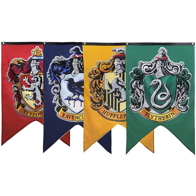Suministros para fiesta de cumpleaños de Gryffindor, banderines con bandera de Harry universitario, decoración de Halloween para niños y niñas, 4 Uds., 75x125 Cm ER