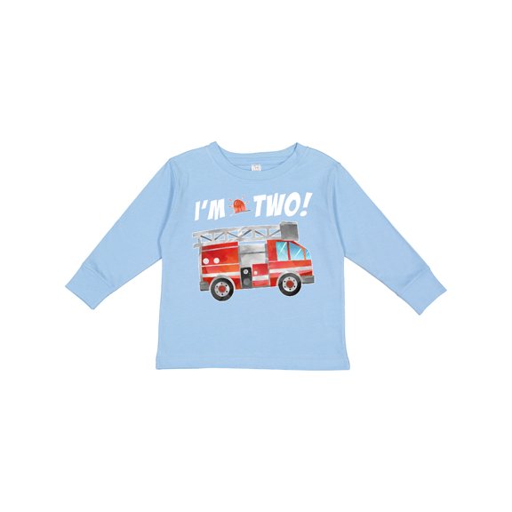 Inktastic I'm 2 Fire Truck 2nd Birthday Boys or Girls Long Sleeve Toddler T-Shirt