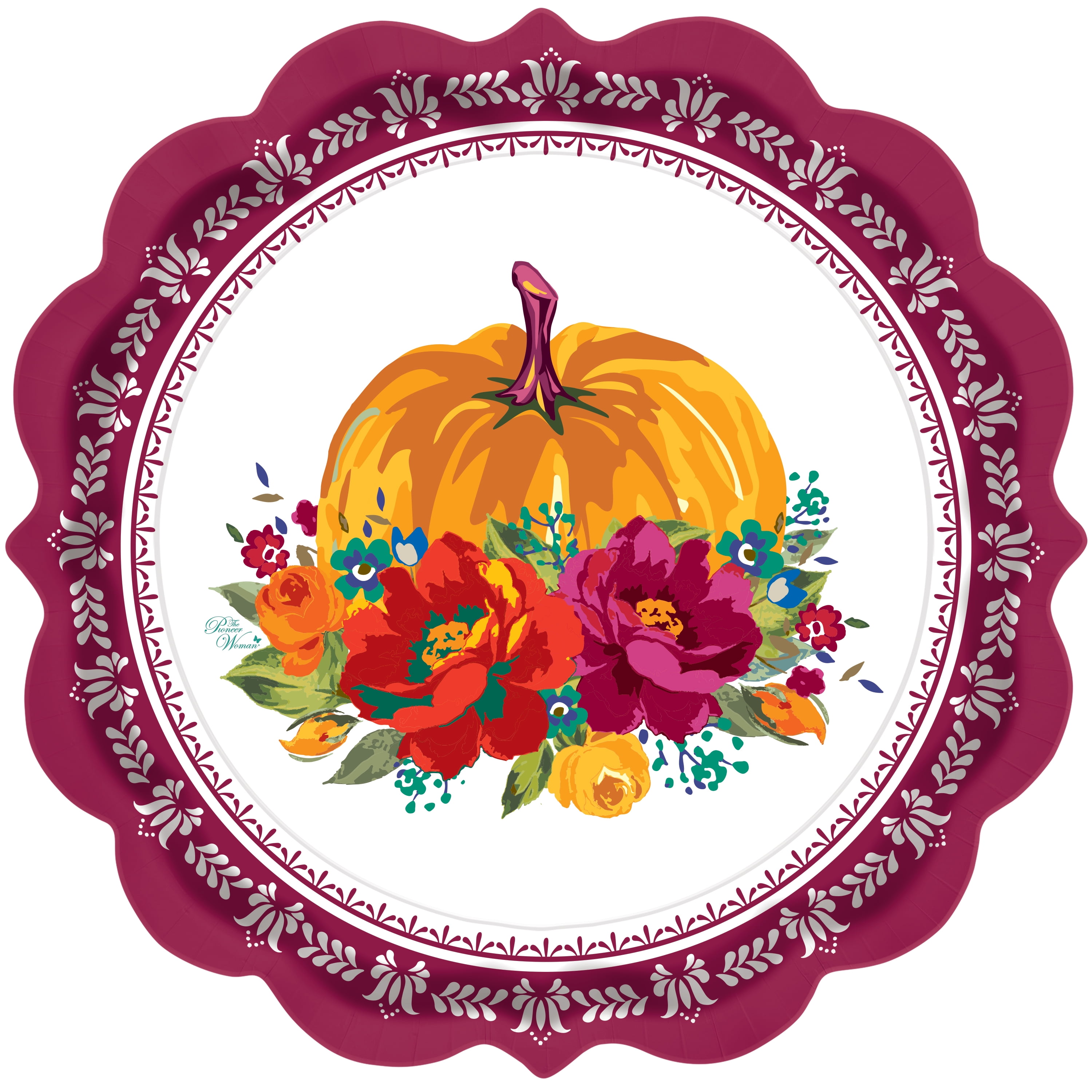 The Pioneer Woman Burgundy Harvest 12 Count Paper Dessert Plates 8 Walmart Com Walmart Com