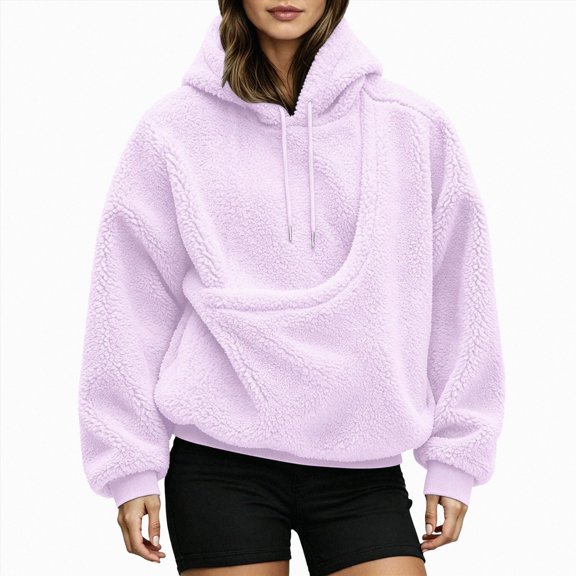Kogui Pet Pouch Hoodie Sweatshirt Zip-Up Sherpa Dog Carrier Hoodie Women Oversized Pet Pouch Winter Warm Jacket