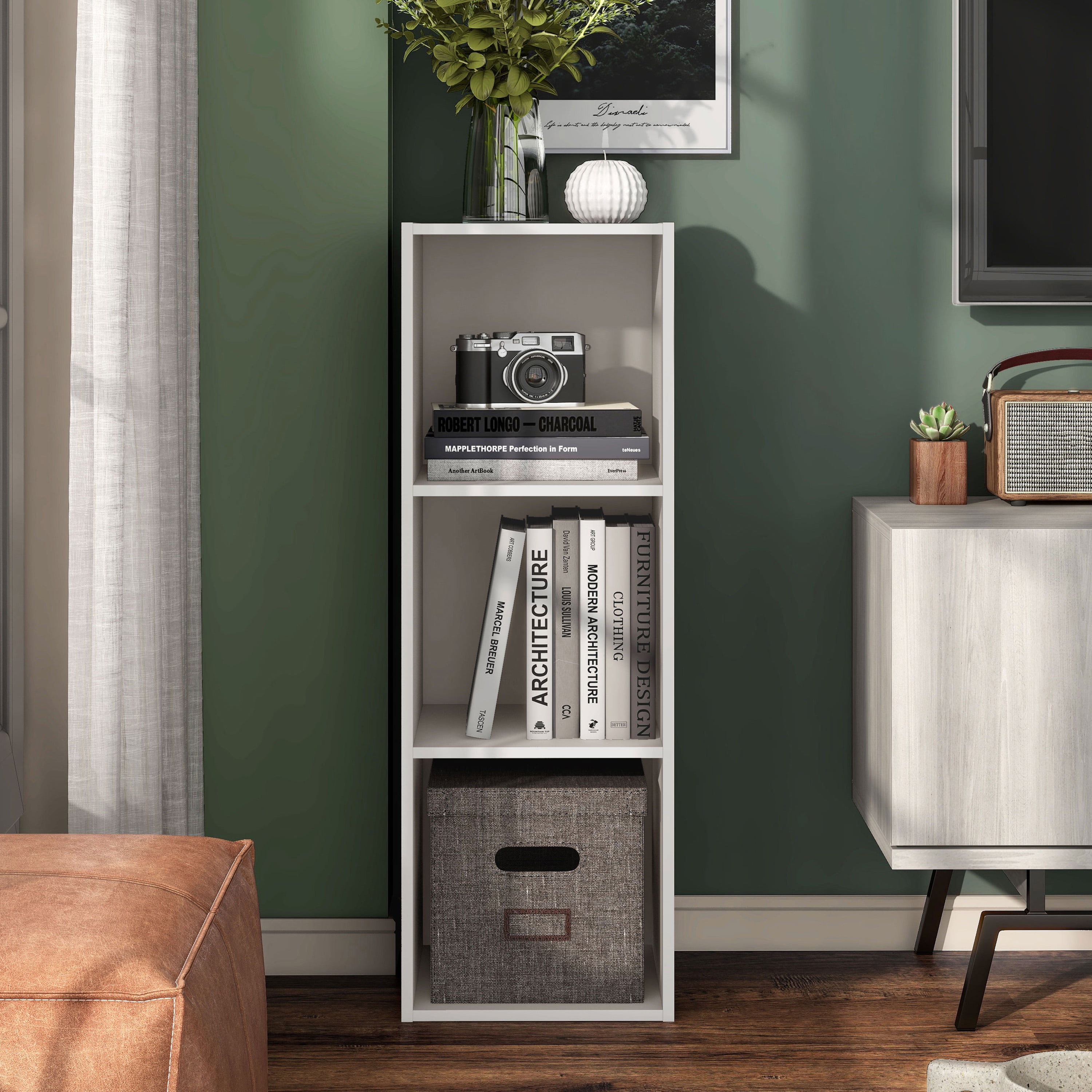 Furniture of America Brooks Stackable 3-Cube Wood Gray Bookcase