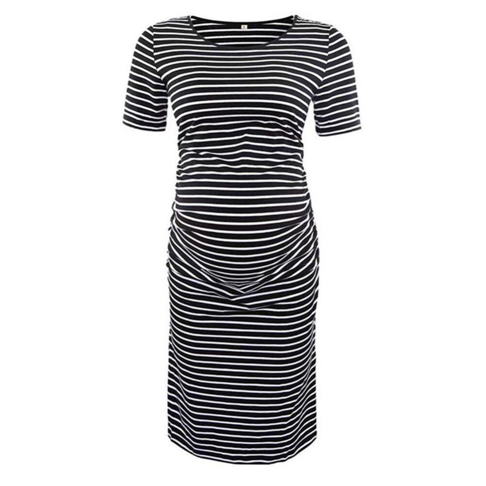Pregnancy Summer Dresses Pregnant Women Side Ruched Maternity Clothes Bodycon Dress Mama Casual Short Sleeve Wrap Dresses Black S Walmart