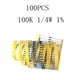 thumbnail image 3 of 100 Piezas 1 / 4w Resistencia De Pelícu Metálica Resistencia De Precisión Precisión 1 Sunnimix Resistor de película, 3 of 7