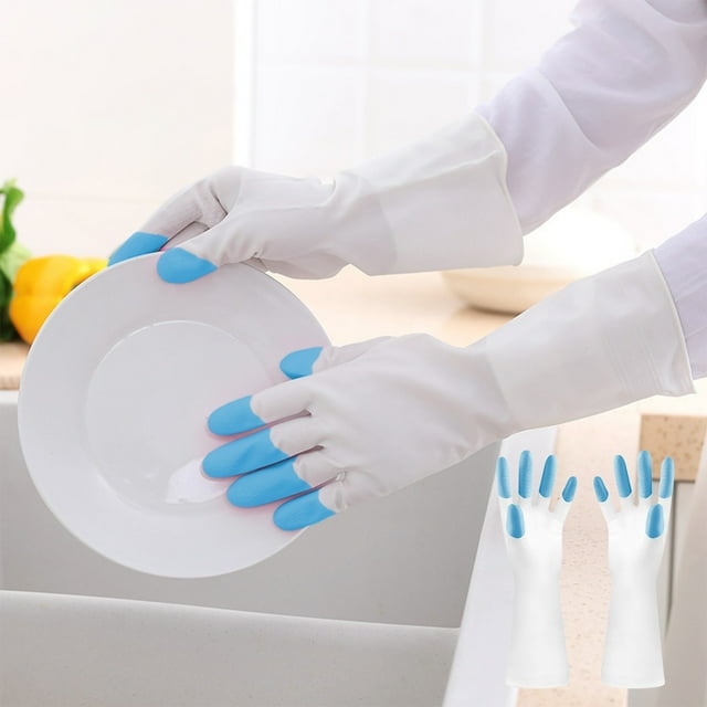 Xihbxyly Guantes de Limpieza Reutilizables de Caucho Natural, Antideslizantes, Resistentes Al Agua y Al Aceite, para Limpieza Del Hogar, Uso Familiar, Fáciles de Poner y Quitar.