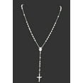 thumbnail image 5 of 925 Sterling Silver Diamond Cut Italian 5mm Rosary Beads Chain with Cross Necklace 24" Rosario, 5 of 6
