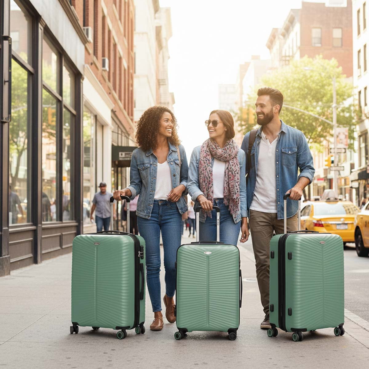 3 Piece Hardside Luggage Set Expandable Suitcase with Spinner Wheels,Lightweight Hardshell Suitcase Set 20in24in28in, Light Green, SQ249