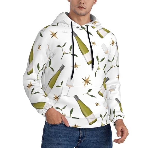 Hoodies for Men - Champagne Print Long Sleeve Comfrt Men'S Fashion Hoodies & Sweatshirts, Sweatshirts for Men Hoodies Pullover Clothing Clothes with Pouch
