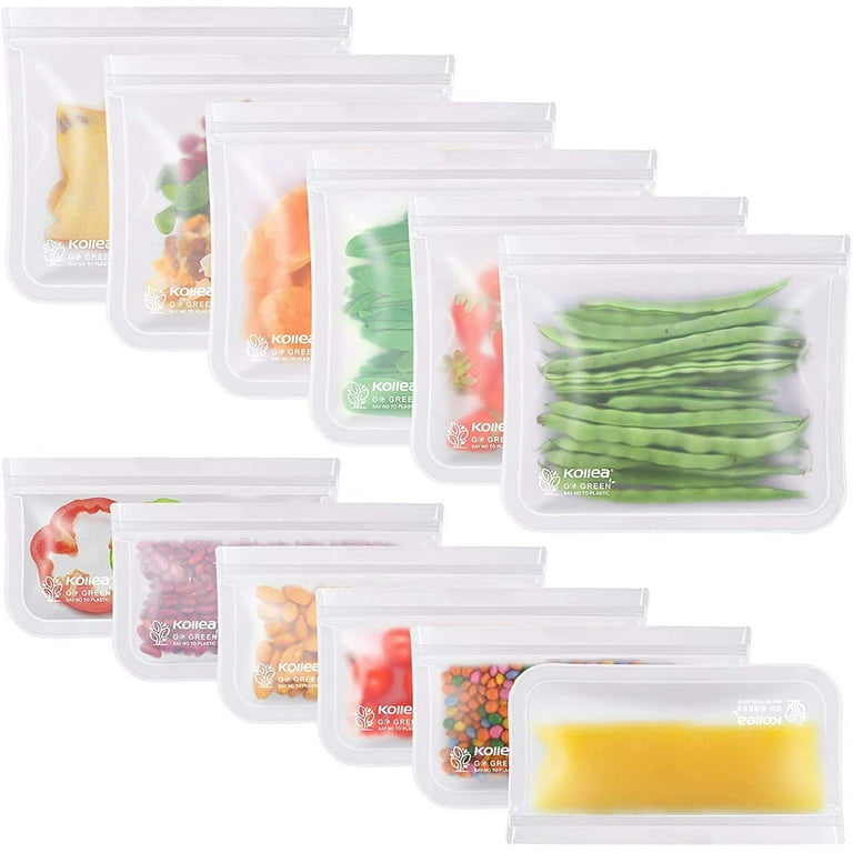 Reusable Sandwich Bags, Kollea 12 Pack Ziplock Bags (6 Sandwich Bags & 6 Snack  Bags) Extra Thick Freezer Bags, Leakproof Storage Bag for Food, Travel,  Home Organization 