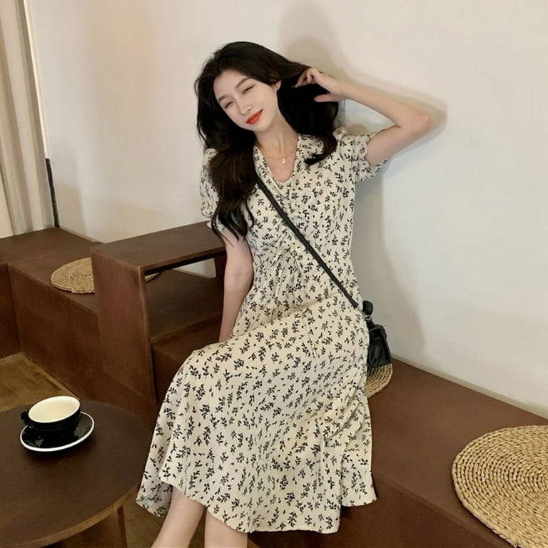 knee length dresses for ladies Elegant Midi Dresses Women Summer New Fashion Vintage Princess Evening –  tavimart main image 0