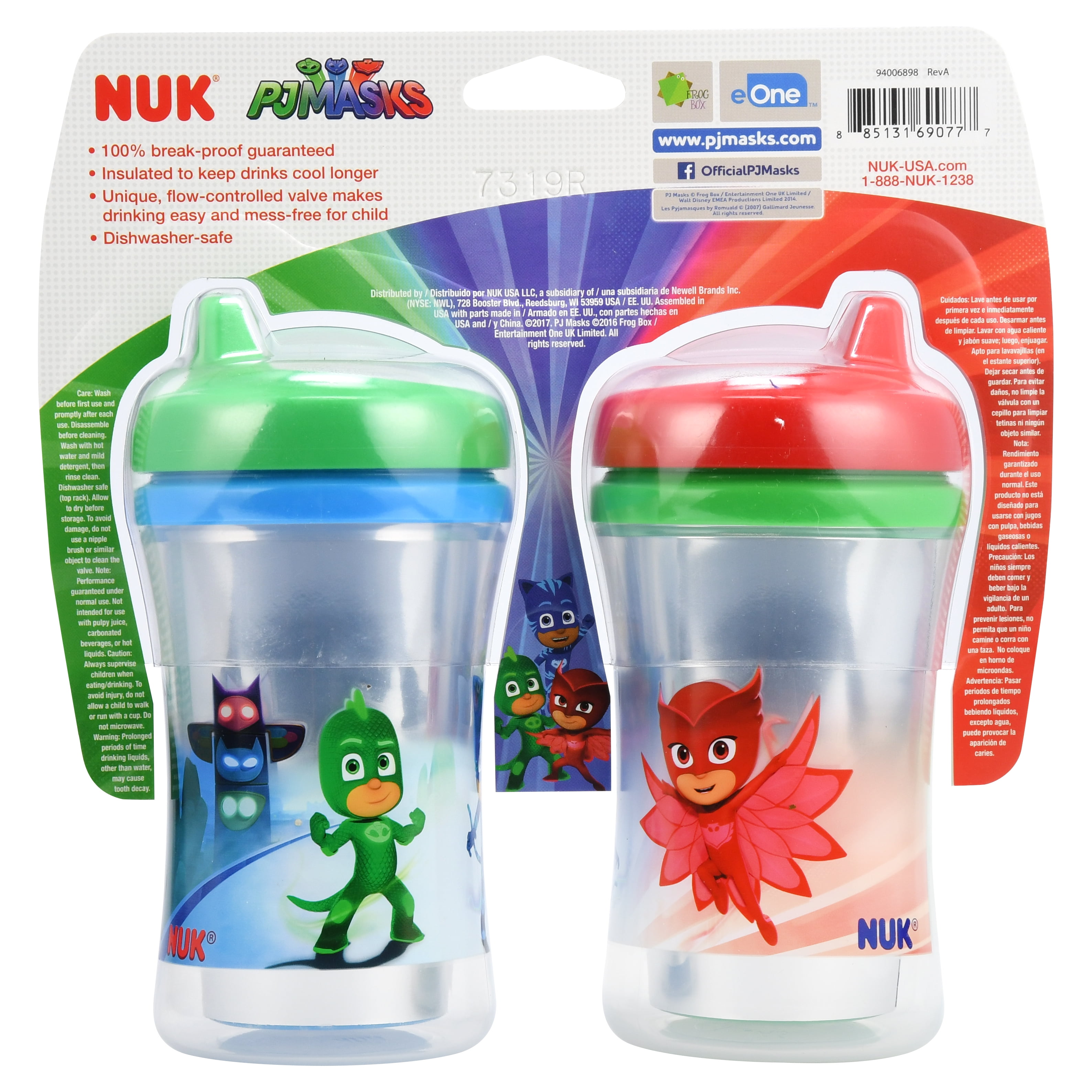 nuk pj masks insulated hard spout sippy cup 9 oz 2pk walmart com