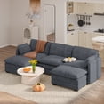 thumbnail image 5 of 3-Seater Modular Cloud Sofa Bed with Removable Ottoman & 2 Pillows - Double Seat Cushions, Pet-Friendly Fabric for Living Room, Bedroom & Apartment, Beige, 5 of 5