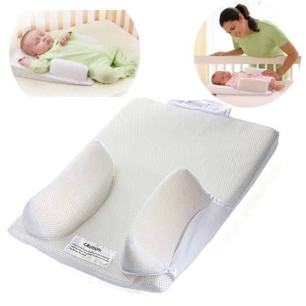 UK Infant Baby Safe Cotton Anti Roll Pillow Prevent Flat Sleep Bedding Mattress 