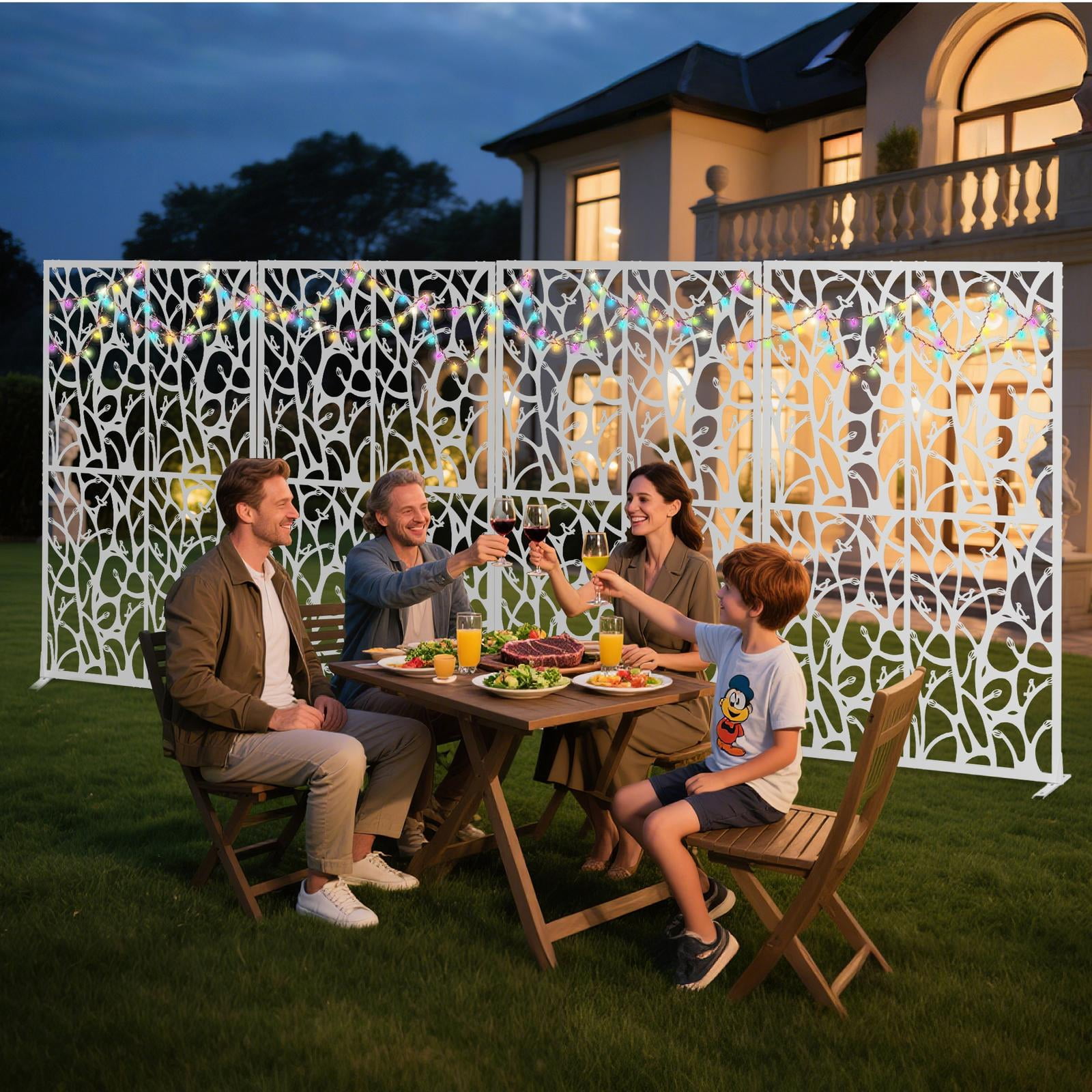 Holaki Metal Privacy Screen, 72" H x 45.3" W, Freestanding Decorative Room Divider for Balcony, Patio, Garden, Waterproof & Rustproof with Bird Shape Hollow Design, Easy Assembly