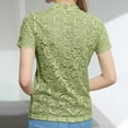 thumbnail image 4 of Tfken Women Tshirts For Summer Short Sleeve Solid Color Floral Print Lace Tops Trendy Female Comfortable Shirts Green, 4 of 4