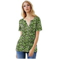 thumbnail image 5 of HAPIMO Women' Plus Size V-Neck Tees Flower Print Tops Summer Tops for Women Fashion Clothes Casual Loose Elegant Blouses Flowy Dressy Tunic Green L, 5 of 9