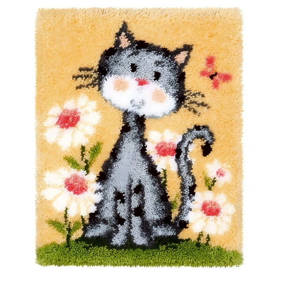 BESTSKY Latch Hook Rug Kits DIY Crochet Yarn Rugs Hooking Craft Kit with Color Preprinted Pattern Design for Adults Kids