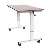 Offex 60" High Speed Crank Adjustable Desk - Silver, Dark Walnut