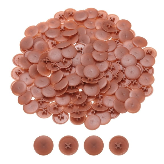 Uxcell Screw Cap Covers, 108Pcs 17mm - Plastic Self-lock Nut Screw Cap, Screw Decoration Cover for Phillips Cam Fitting Nut Self-tapping Screw, Red Brown