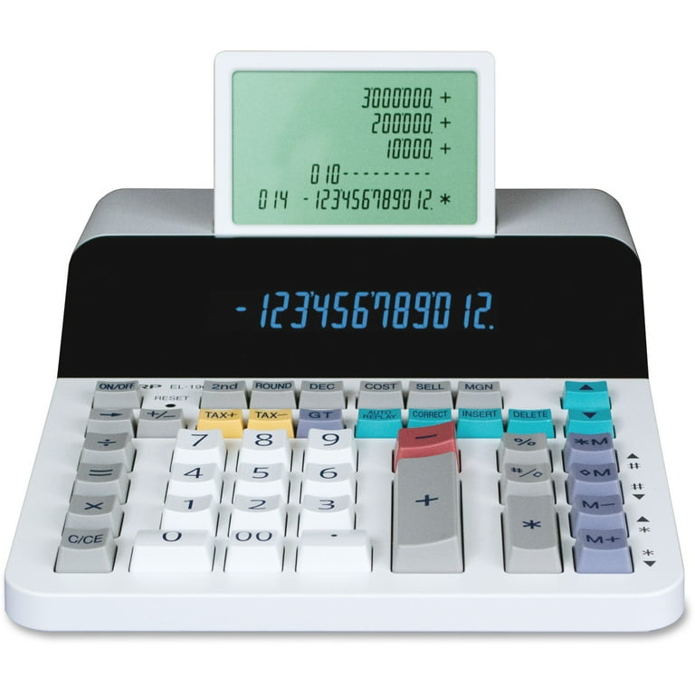 Sharp Calculators, SHREL1901, EL-1901 12-Digit Paperless Printing  Calculator, 1 Each, White - Walmart.com
