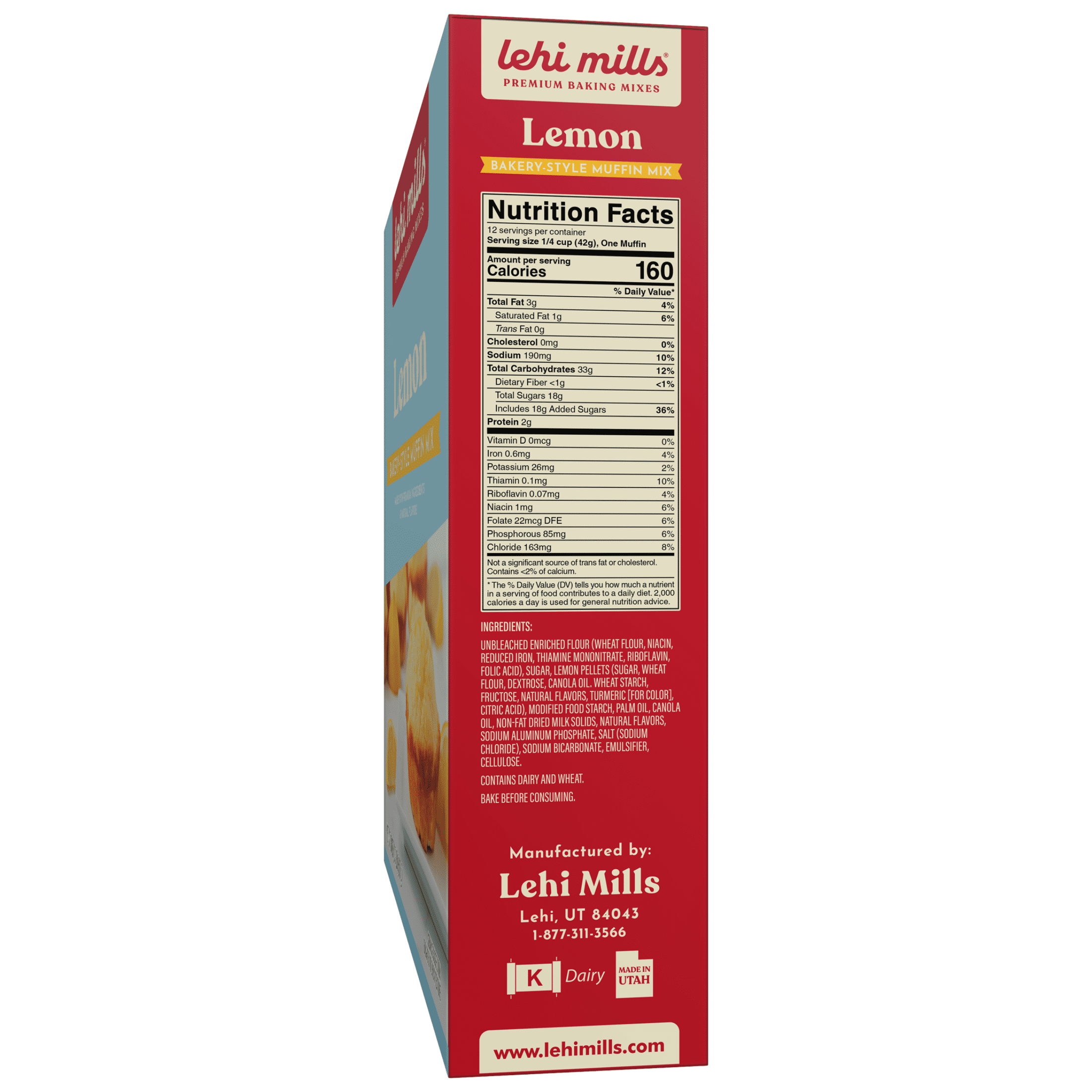 (2 pack) Lehi Mills Lemon Muffin Mix Baking Mix, 18 oz Box