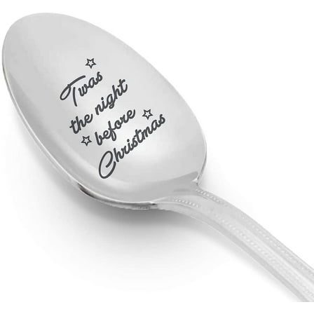 Engraved Spoon -Christmas Gift- Twas the Night Before Christmas | Inspirational Gift for Friend, Family | Spoon with Sayings Unique Gift | Gift for Kids Boy Girl | Stainless Steel Spoon-7 Inch