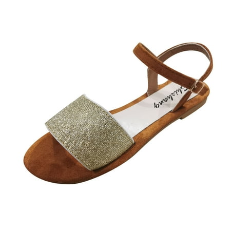 

simu Summer Beach Sandals Fashion Ladies Fashion Sandals Casual Flat Women s Size Large Buckle Summer Color Women s Sandals Comfortable for Women