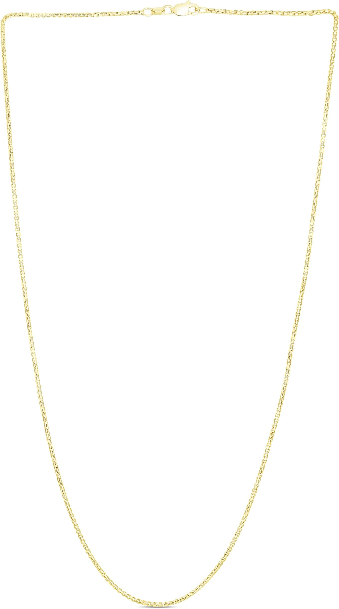14k Yellow Gold 2mm Lite Round Box Chain Link Necklace
