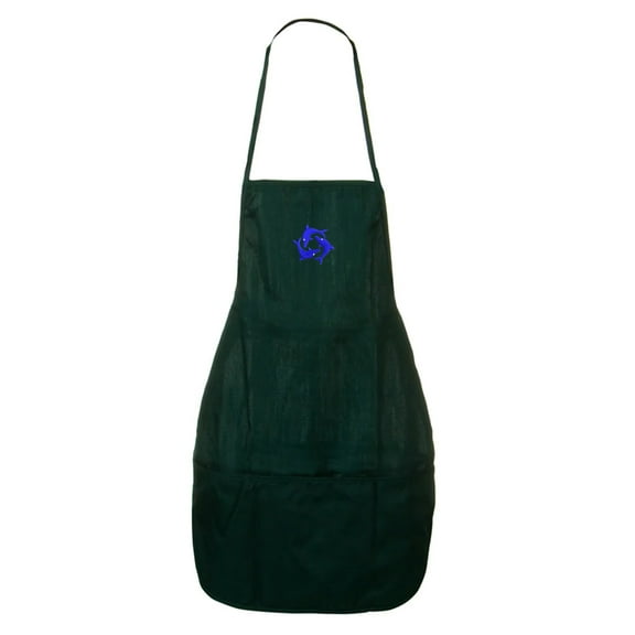 Tripple Dolphin Sign Embroidered Solid Chef's Apron - Forest OSFM