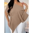 thumbnail image 5 of Women's Off Shoulder Asymmetrical Tops Dressy Dolman Sleeve Ruched Going Out Blouse Dress Top Khaki XXL, 5 of 9