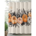 thumbnail image 2 of Fsddascl Halloween Shower Curtain Set - Standard 72" x 72" Washable Bathtub Curtain with 12 Hooks, Watercolor Country Orange Grey Pumpkin Skull Waterproof Fabric Stall Shower Curtains for Bathroom, 2 of 6
