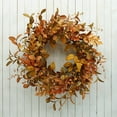 thumbnail image 3 of Artificial Fall Wreath for Front Door Autumn Wreath with Bright Oak Leaves,Small Pumpkin,Berry Branches,Mixed Leaves for Farmhouse Indoor Outdoor Window Wall Door Decor, 3 of 16