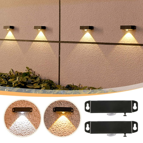 Paquete de 4 lámparas de pared solares para exteriores, iluminación de paisaje LED resistente al agua para el balcón del jardín del patio de la villa, bañador de pared decorativo, fácil instalación