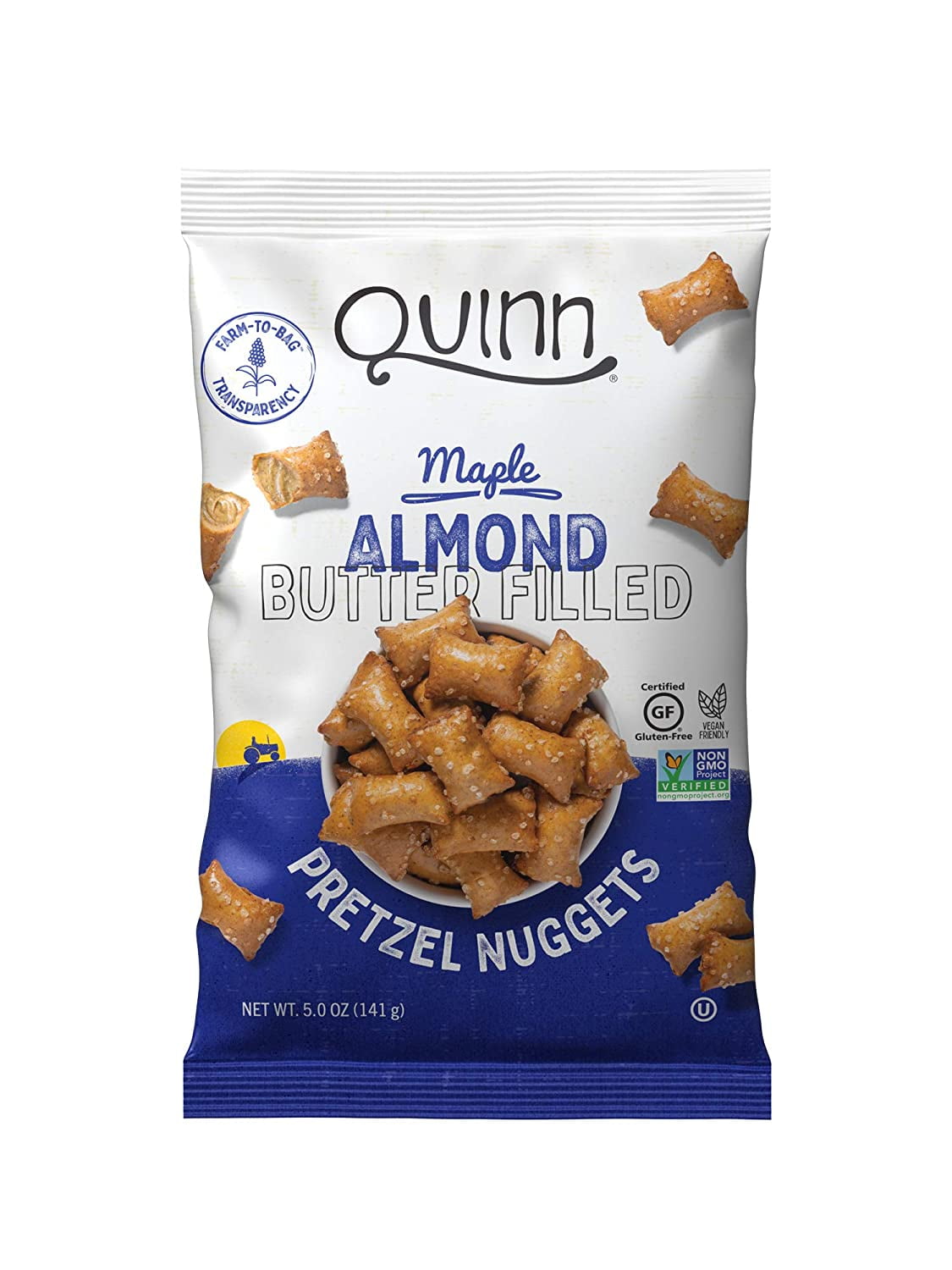 Quinn Popcorn, Pretzel Nuggets, Maple Almond Butter Filled, 5 oz Pack of 2