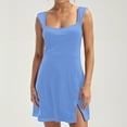 thumbnail image 2 of Women's Square Neck Tight Dress Sleeveless Vest Elastic Flared Mini Dress, 2 of 2