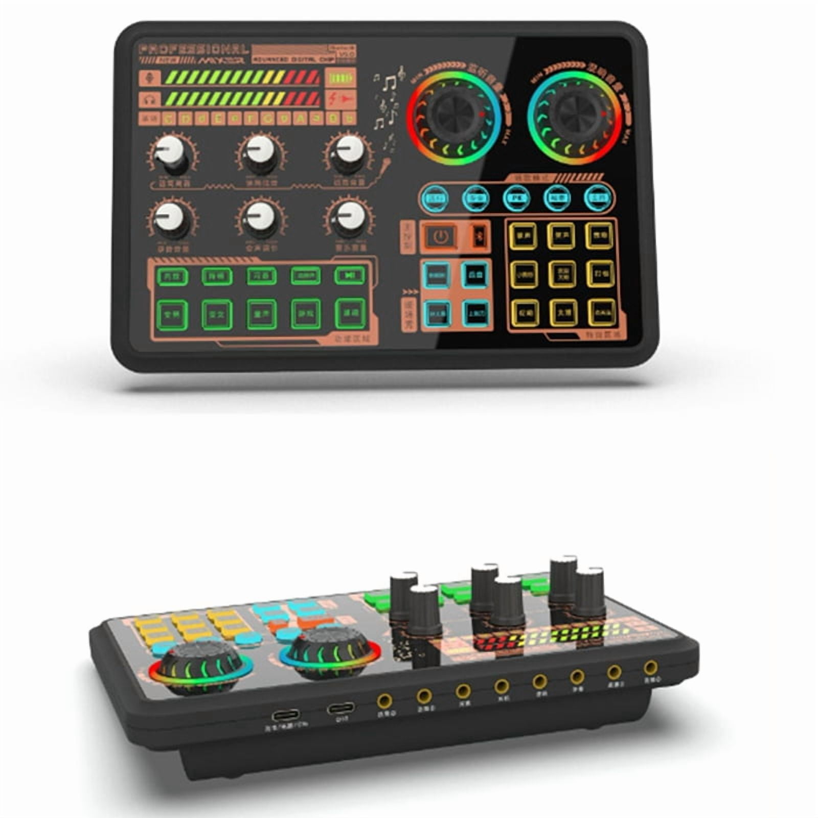 Sound Effects Board, Audio Interface, Live Sound Board for PC Microphone, Audio Mixer for Karaoke, Gaming