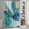 thumbnail image 6 of Ombre Turquoise Marble Shower Curtain Set, Waterproof Shower Curtains for Bathroom, Modern Minimalist Art Gradient Washable Fabric Cloth Bath Curtain for Bathtub Decoration with Hooks 54x78 Inches, 6 of 9