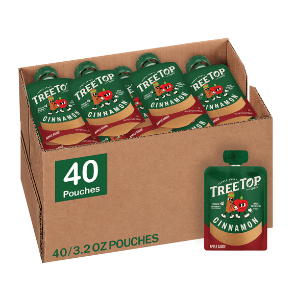 Tree Top Apple Sauce, Cinnamon, 3.2 Ounce Pouch, 40 Count