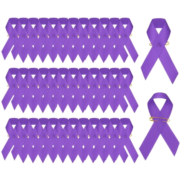 Uxcell Satin Awareness Ribbons with Pins for Charity Public Social Party Event - 200 Pcs & 3 Inch & Purple