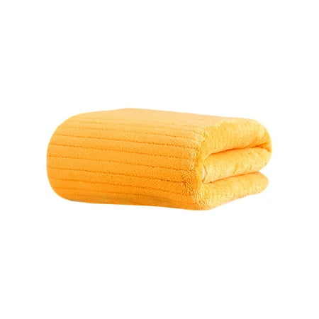 Coral Fleece Bath Towel Coral Fleece Bath Towel Extra Large 27.5x55 Inches Thickened Quick-Dry Super Absorbent Soft Velvet Towel for Adults Yellow for Bathroom Spa Gym Velvet Bath Towel