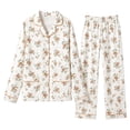 thumbnail image 4 of CQXIDFH Pjs Sets for Women Patterned Long Sleeve Pajama Set Button Down with Pockets Comfy Fall Sleepwear Lounge Sets Sleepwear, 4 of 4