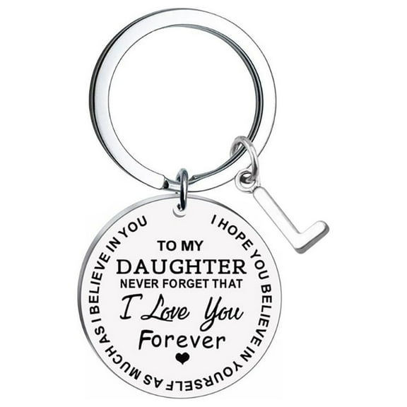 Weloille DIY to My Daughter Stainless Steel Last Name 26 Letter Keychain 2.5cm