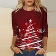 thumbnail image 5 of qucoqpe Christmas Shirts for Women 2025 Christmas Tree Printed 3/4 Sleeve Plus Size T-shirt Round Neck Causal Loose Blouse Tops, 5 of 5