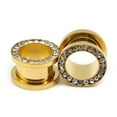 thumbnail image 2 of 24k Gold Plated Screw-on Plugs/Gauges/Tunnels with Clear CZ 13/16'' (20MM) 2 Pieces (1 Pair) (A10), 2 of 5
