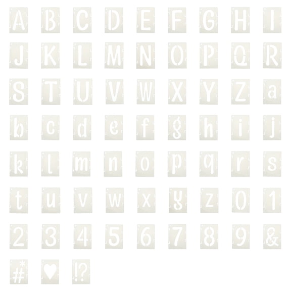 Uxcell 2" Letter Number Stencils, 66Pcs Square Interlock Reusable Letter and Number Stencil Templates for Painting on Wall Wood Fabric Signage, Uppercase & Lowercase Letter Styles